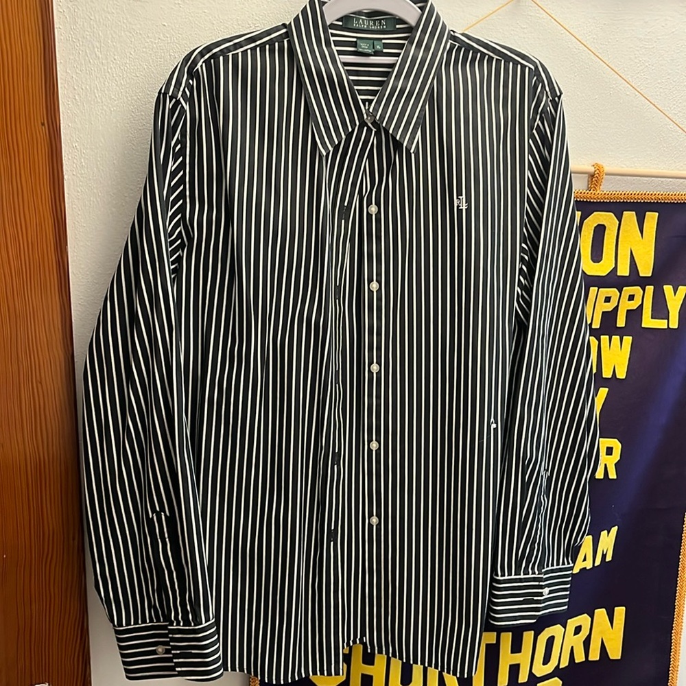 Lauren Ralph Lauren black and white striped button down